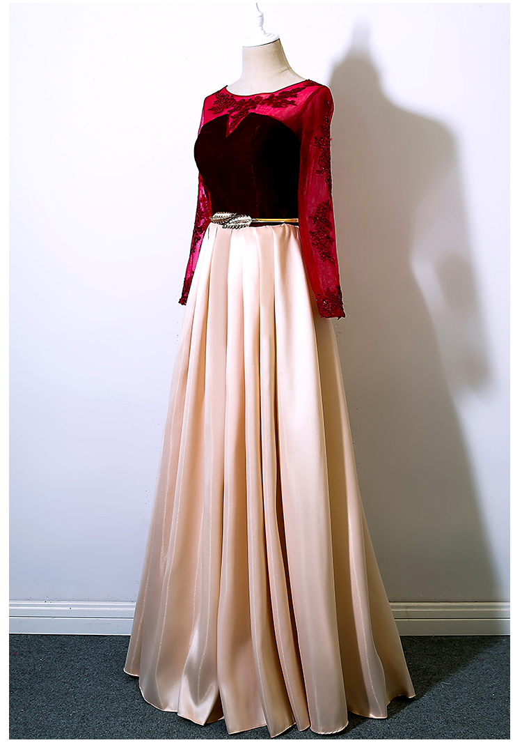 礼服女2017新款长袖秋冬时尚优雅年会晚宴聚会宴会主持晚礼服长款